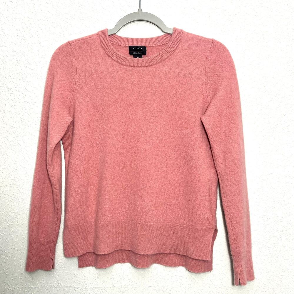 Halogen Pink Cashmere Long Sleeve Sweater Medium Quiet Luxury Layering Old Money